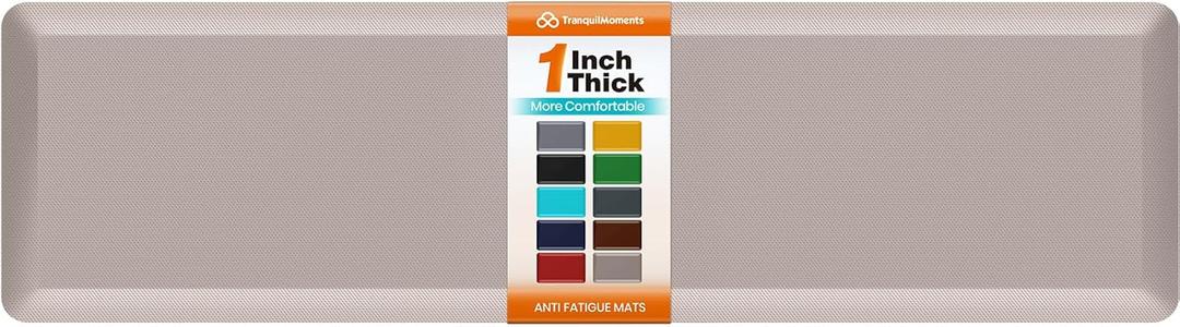 Kitchen Mats for Floor, 1 Inch Extra-Thick Kitchen Rugs, Non-Slip & Waterproof Standing Desk Mat, Comfort Anti Fatigue Mats for Kitchen Floor, Home, Sink, Office (20" X 72", Khaki)