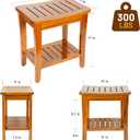 16" Compact Teak Shower Bench with Shelf, Premium Teak Shower Stool, Durable Waterproof Seat for Inside Shower, Solid Teak Wood Bench for Bathroom, Indoor & Outdoor Use