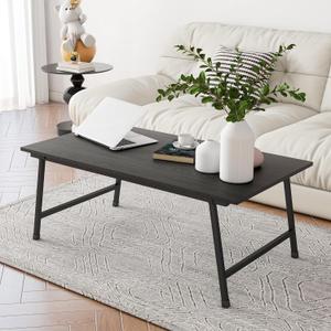 Black Coffee Table Foldable,Center Tables Modern Style, Industrial Wood Tabletop and Metal Frame, Accent Furniture for Home Office, Living Room,End Table,Tea Table, No Assembly