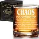 Whiskey Glass for Men - "Chaos Coordinator" 11oz Thank You Gift for Boss, Coworker, Dad & Teacher, Office Retirement/Birthday Appreciation Gifts -299