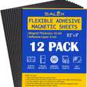 Magnetic Sheets with Adhesive Backing for Crafts, DIY. 12 Strong Craft Magnets 8.5" x 11" to Make Flexible Magnet Self Sticky Tapes, Strips, Squares, Sheet for School Classroom Board, Fridge, Photos