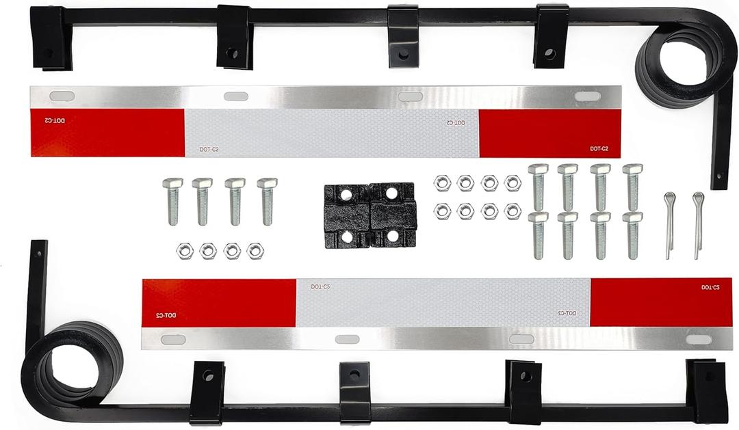 Straight Bar Type Mud Flap Hangers for Semi Truck Mud Flap Hangers for Semi Mud Flaps with Reflective Strip Tape Square Steel Mudflap Hangers with 3 Coils