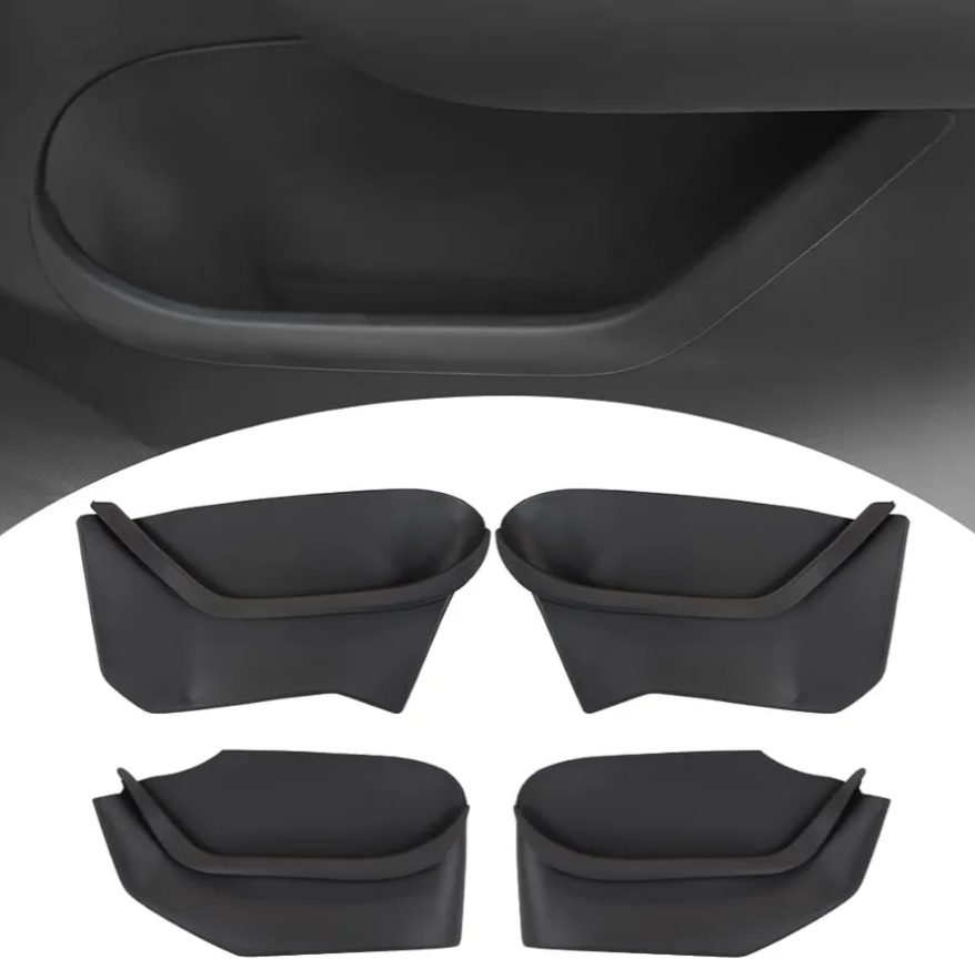 COOL STAR Door Side Storage Box Full-Cover Front and Rear Door Tray Organizer Compatible with Tesla Model Y 2020-2025 Interior Accessories Full Cover Door Slot Tray Mats Black 4Pcs