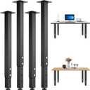 4PCS Adjustable Square Table Leg (24-40inch)Metal Desk Legs, Home Office DIY Furniture Leg Set for Tables, DIY desks, Counter Tops, Kitchen Tables,Office Desk (Black)