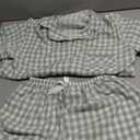 Verdusa Women's Plaid 2 Piece Cute Pajama Sets Short Sleeve Button Down Shirts with Shorts Loungewear Green, Small