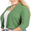 Lastshe Women's Plus Size Shrug Open Front 3/4 Sleeves Cropped Bolero Openwork Fabric Cardigan Size 5X