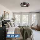 SNZ 24Caged Ceiling Fan with Light, Flush Mount Enclosed Ceiling Fans with Remote & APP, 3000K-6500K, 6-Speed Reversible Quiet Motor, Modern Bladeless Ceiling Fan with Light for Bedroom Living Room