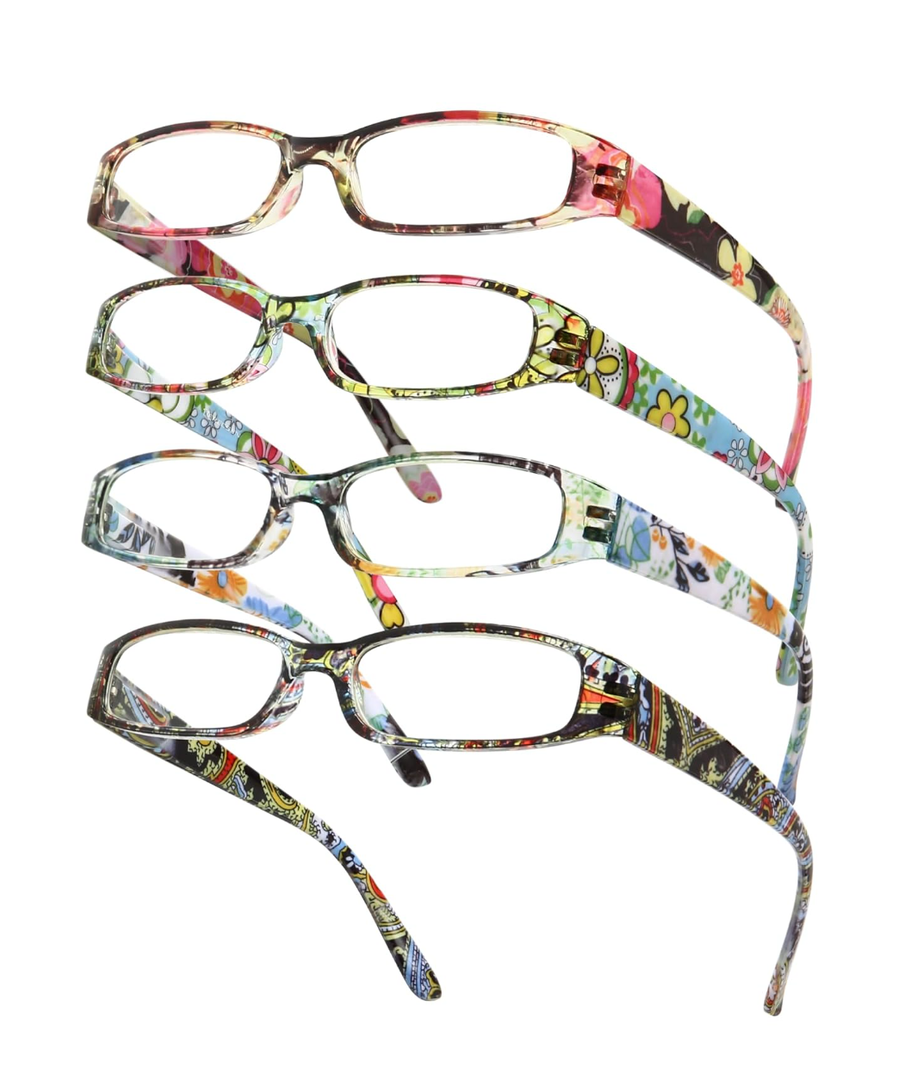 Gaoye 4-Pack Readers for Women, Blue Light Blocking Reading Glasses, Stylish Reading Glasses for Women in 4 Patterns 2.75