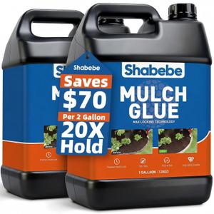 Mulch Glue – 2 Gallon: Saves $70 & Covers 2X More Area. Pet-Safe Rock Glue for Landscaping, Super Stick Adhesive for Rubber Mulch, Wood Chips, Pea Gravel & Small Rocks – Ideal for Landscaping