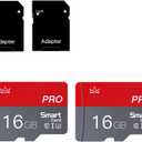 Micro Memory Card 16GB 2-Pack Memory Cards 16GB with Adapter Class 10 High Speed Mini TF SD Card for Smartphones/Camera/Tablet 2-PCS