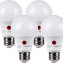 TORCHSTAR Dusk to Dawn Light Bulbs Outdoor, Sensor A19 LED Light Bulb, Auto on/Off Photocell Automatic for Outdoor Lighting, UL FCC DOE, 5000K, Pack of 4