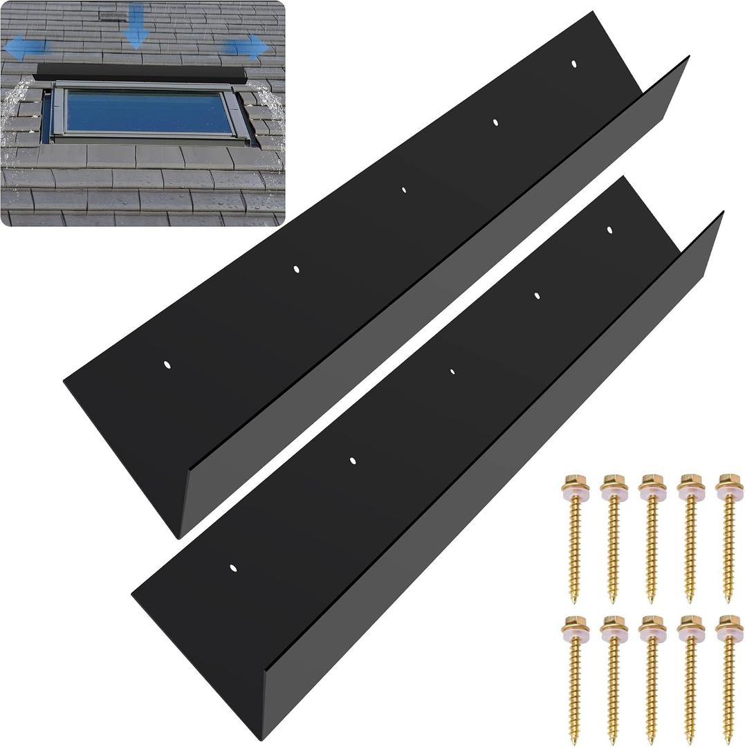 2 pcs Rain Diverter for Roof, 3.2ft Rain Gutter Diverter, Roof Rain Diverter for Shingles Roofing, Roof Chimneys, Doorways, Windows and Roof Vents