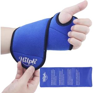Hilph Wrist Ice Pack Wrap for Carpal Tunnel Relief, FSA Eligible HSA, Reusable Wrist Hot & Cold Therapy Brace for Hand Injuries, Arthritis, Tendonitis, Surgery Recovery Items Gifts Men Women, Blue