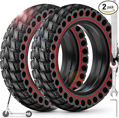 BANGTING 2PCS Upgrade 50/75-6.1 Electric Scooter Solid Tires, 8.5x2.0 Tires Tubeless for Gotrax GXL V2/XR/APEX, 8 1/2 x2 Tire Replacement for Hiboy S2, Xiaomi 3 Lite/3/Pro 2/1s/M365 (Red)