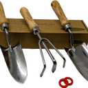 Classic 3-Piece Garden Tool Set - Durable Stainless Steel with Wood Handles. Trowel, Rake & Transplanter for Easy Digging, Weeding & Planting - by Truly Garden