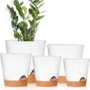 GARDIFE Plant Pots 7/6.5/6/5.5/5 Inch Self Watering Planters with Drainage Hole, Plastic Flower Pots, Nursery Planting Pot for All House Plants, African Violet, Flowers, and Cactus,White