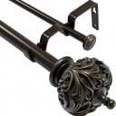 Double Curtain Rods for Windows 72 to 144 Inches, 1 Inch Diameter Heavy-duty Adjustable Double Curtain Rods, With Classic Decorative Finials for Bedrooms and Living Rooms.Bronze