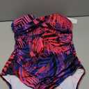 Eomenie Women's Push Up Wrap Front Swimsuit One Piece Tummy Control Bathing Suits Bandeau Support Slimming Swimwear, Extra Large, Purple and Black Printed