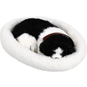 Luxshiny Sleeping Dog Toy Breathing Dog Plush Stuffed Animal Realistic Fluffy Sleeping Puppy Animal with Sound for Birthday