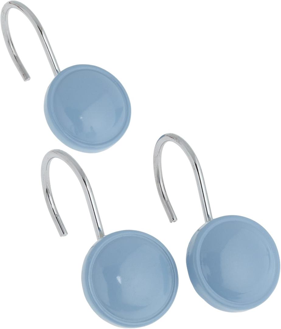Color Rounds Ceramic Resin Shower Curtain Hook, Slate Blue, 8 Pieces