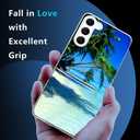 Compatible with Samsung Galaxy S21 Plus Case - Tropical Beach Palm Hawaii Summer Vacation Design Shockproof Soft TPU Cover Case for Women Girls Boys Men