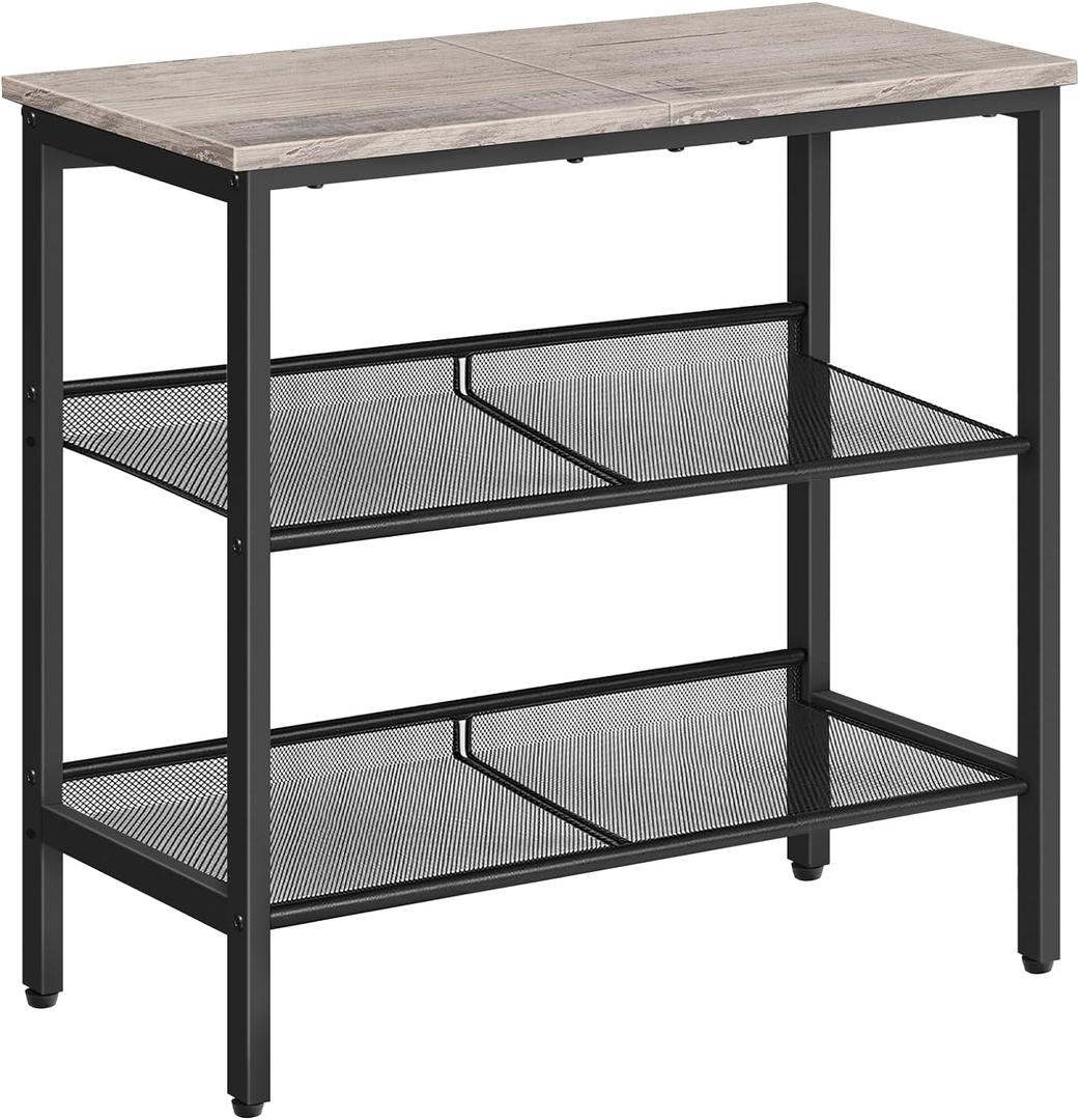 HOOBRO Side Table, 3-Tier Narrow End Table, Nightstand with 2 Flat or Slant Adjustable Shelves for Small Spaces, Hallway, Living Room, Bedroom, Sturdy, Easy Assembly, Greige and Black BG23BZ01G1, 11.8"D x 23.6"W x 23.6"H