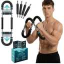 Twister Arm Trainer | Chest Workout Equipment Also for Biceps, Shoulders, Forearms, Back, Legs; Arm Chest Trainer for Men, Women, Beginners, Pros | 2 Spring Sets, 6 Resistance Levels (Blue)