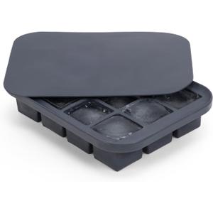 W&P Peak Silicone Everyday Ice Tray w/ Protective Lid | Charcoal | Easy to Remove Ice Cubes | Food Grade Premium Silicone | Dishwasher Safe, BPA Free