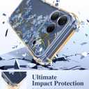 GVIEWIN for iPhone 17 Pro Max Case, with Screen Protector+Full Camera Protection, [NonYellowing] Clear Floral Slim Shockproof Protective Women Phone Case for iPhone 17 Pro Max 6.9", Aconite/Blue