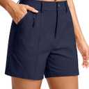 SANTINY Women's 5" Hiking Golf Shorts Quick Dry Stretch Casual Work Shorts with Pockets for Women Walking Travel Summer (Navy_S)