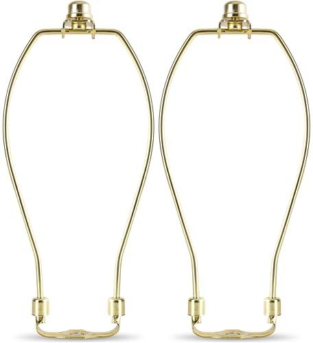 GO&SO Gold Lamp Harp 8 inch, Set of 2 Light Duty Lamp Shade Adapter with Harp and Finial for Lamp,DIY Detachable Lamp Shade Holder Replacement,for Table and Floor Lamps Accessories Parts