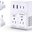 2000W Voltage Converter US to Europe for Hair Dryers, 7-in-1 220V to 110V Converter for European Travel with 3 AC/2 USBA/2 USBC Ports (PD20W), Universal Travel Adapter with Type C G Plug (White)