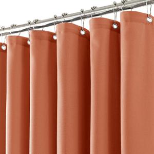 Terracotta Linen Shower Curtain for Bathroom Burnt Orange Farmhouse Shower Curtains Natural Aesthetic Bath Decor Weighted Linen Fabric Textured Bath Curtain Liner with Hooks Set, Rust Red, 72 x 72