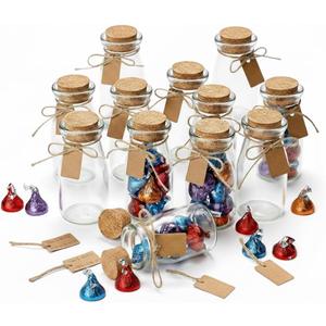 Otis Classic Small Glass Jars with Lids  Set of 12 Mini Glass Bottles with Corks for Halloween Decorations Fall Dcor Wedding & Party Favors, Halloween DIY Crafts, Potions, Spices & Candy, 3.4 oz