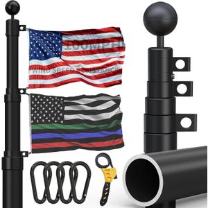 20FT Telescoping Flag Pole for Outside House, 11-Gauge Heavy Duty Aluminum Flagpole Kit with 3x5 Embroidered American Flag for Residential Commercial Outdoor Use,100MPH Wind Resistant