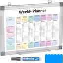Weekly Hourly Planner Dry Erase Whiteboard with Silver Aluminium Frame for Wall -12" x 16"Hanging Removable Daily Weekly Weekly Planner and Hourly Schedule Checklist