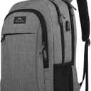 MATEIN Travel Laptop Backpack, Business Anti Theft Slim Sturdy Laptops Backpack with USB Charging Port, Water Resistant College School Computer Bag Gift for Men & Women Fits 15.6 Inch Notebook, Grey (Austere Grey)