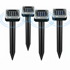 4 Pack Solar Powered Mole Repellent, Ultrasonic Pest Repeller, Gopher, Mole, Snake, Mouse, Rodent Deterrent, Waterproof Pest Control for Lawn Garden Yard Outdoor, Safe, Eco-Friendly