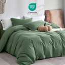 JELLYMONI 100% Washed Cotton Duvet Cover Full – Soft, Breathable Linen-Look Bedding with Natural Wrinkle Texture, Button Closure, 3-Piece Set (Dusty Green, 80"x90")