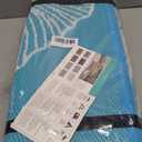 Pcinfuns Plastic Straw Rug,9'x12' Outdoor Waterproof Patio Rugs Foldable Reversible Camping Mat for Rv, Deck, Porch, Picnic, Beach, Balcony, Aqua Blue & White