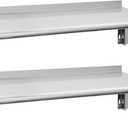 Hally Stainless Steel Shelf 2 Pack Wall Mounted Metal Shelves 12"x36" NSF