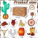 JellyArch 14 Pcs Western Cowboy Party Decorations Hay Bales Straw Boxes Cactus Inflatable Cowgirl Card Hat Horseshoe for Western Birthday Theme Party(Classic,Earthy Yellow)