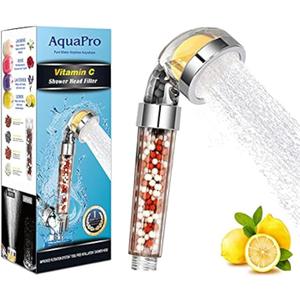High Pressure Shower Head, Vitamin C Filter Shower Head, Water Saving Handheld Head Shower Chlorine & Fluoride Filter Helps Dry Skin & Hair Loss (Vitamin C Shower Head)