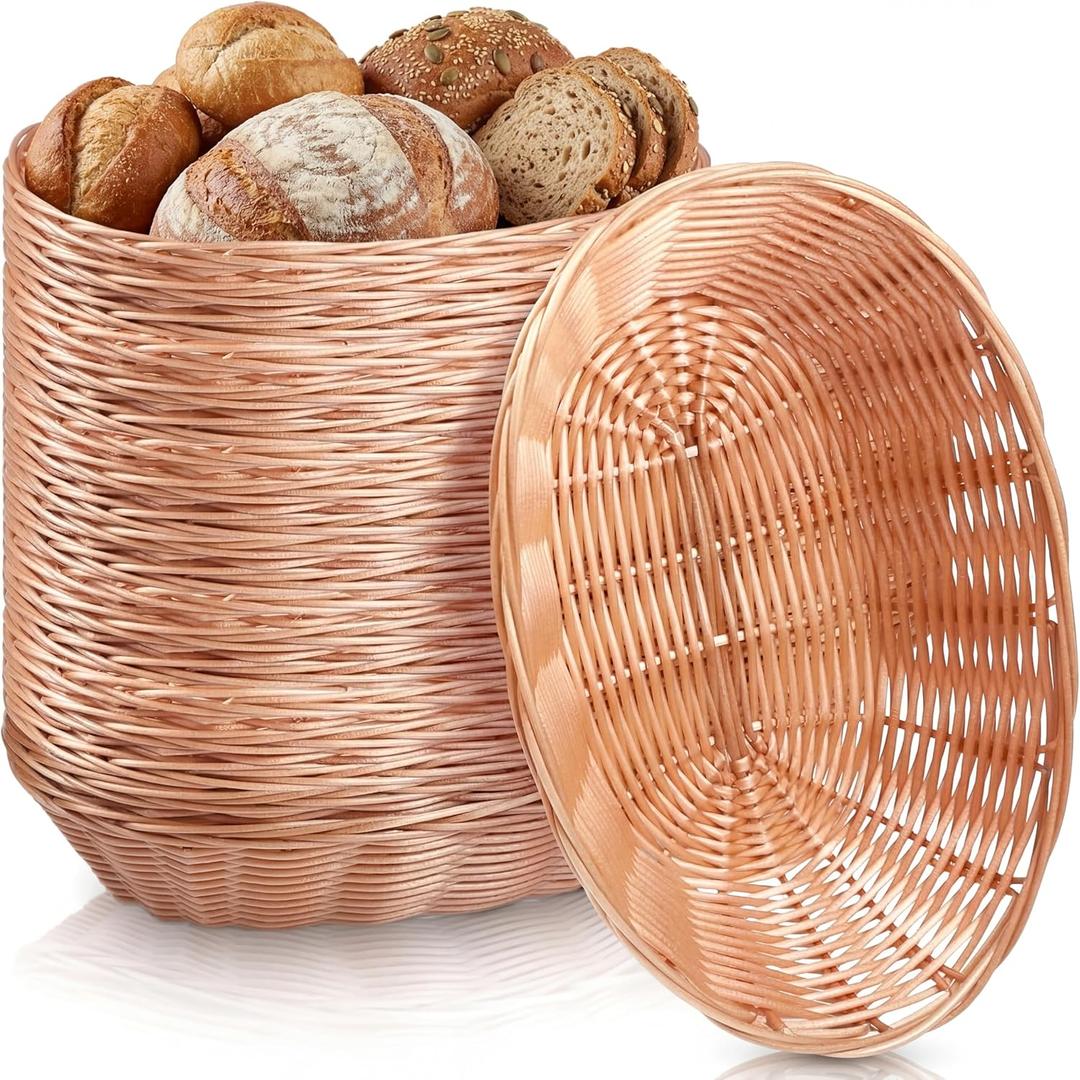 Zopeal 12 Pack Bread Basket Bulk 9.5 Inch Plastic Oval Basket Fruit Food Storage Baskets for Home Making Bread Bakers Kitchen Restaurant Serving Display Decor Gifts