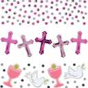 3 x Stunning Communion Day Confetti Foil & Paper Blend Pack - 1.2 oz. (1 Pack) - Perfect for Cherishing Holy Celebrations, Pink