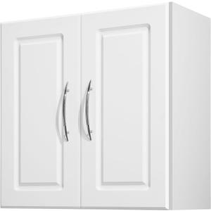 VEVOR Laundry Room Wall Cabinet, 2-Tier Wall Mounted Hanging Cabinet with 2 Doors, Cupboard Organizer with Adjustable Shelf, for Kitchen, Garage, Laundry, 11.8 x 23.6 x 23.6 in (D x W x H), White