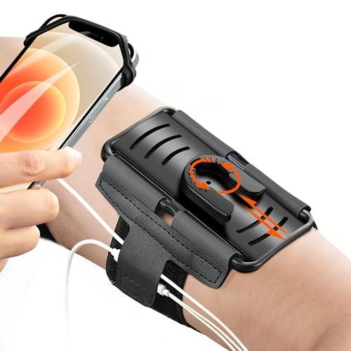 Newppon Cell Phone Running Armband - Detachable & 360° Rotatable Universal Cellphone Arm Band for iPhone 17 16 15 14 13 Pro Max Plus Samsung Galaxy Note S24 S23 for Workout Exercising Walking Jogging