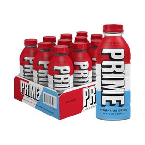 PRIME Hydration ICE POP | Sports Drinks | Electrolyte Enhanced for Ultimate Hydration | 250mg BCAAs | B Vitamins | Antioxidants | 2g Of Sugar | 12 Fl Oz (Pack of 24, BB: 10/17/2025))