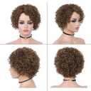 Quantum Love Deep Curly None Lace Front Human Hair Wigs Deep Wave Curly Side Part Wig Short Bob Pixie Cut Brazilian Remy Human Hair Wigs for Women