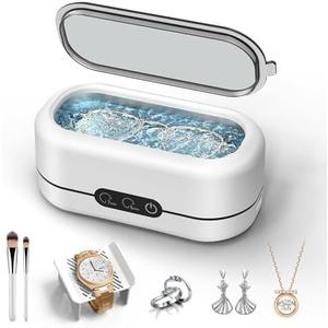 BYASKZIV Ultrasonic Jewelry Cleaner, 48KHz Ultrasonic Cleaner Machine for Jewelry, Eyeglasses, Rings, Watch Strap, Dentures- Dual Cleaning Modes, 304 Stainless Steel Tank